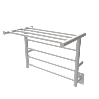 Amba Radiant Shelf 8-Bar Brushed Stainless Steel Hardwired and Plug-In Combo Towel Warmer