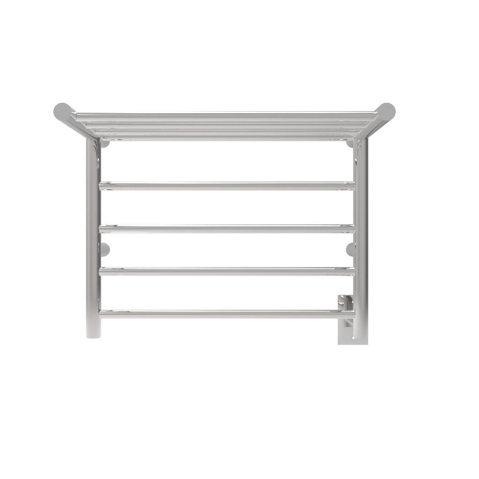 Amba Radiant Shelf 8-Bar Polished Stainless Steel Hardwired and Plug-In Combo Towel Warmer