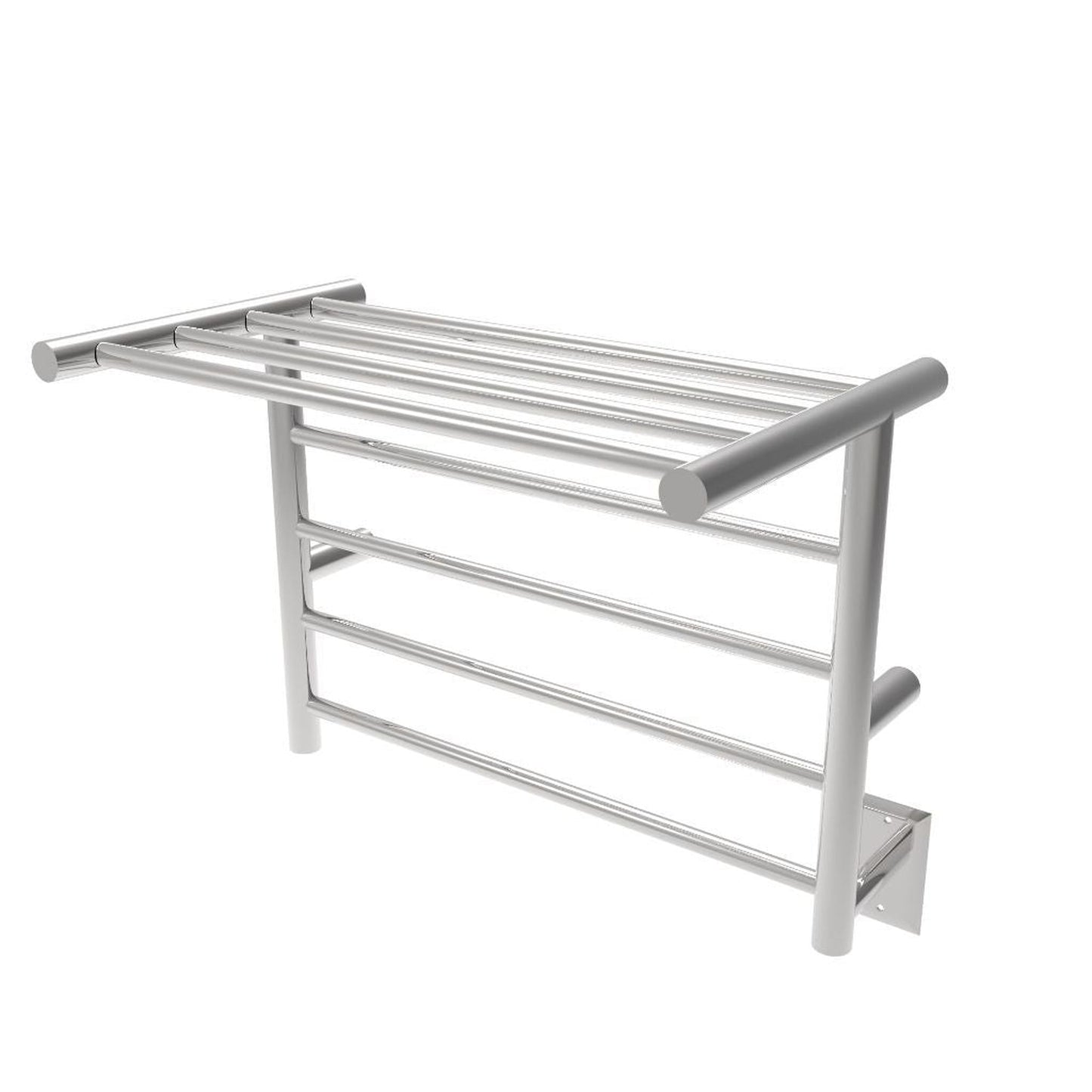 Amba Radiant Shelf 8-Bar Polished Stainless Steel Hardwired and Plug-In Combo Towel Warmer