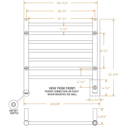 Amba Radiant Small 7-Bar Brushed Stainless Steel Hardwired and Plug-In Combo Towel Warmer