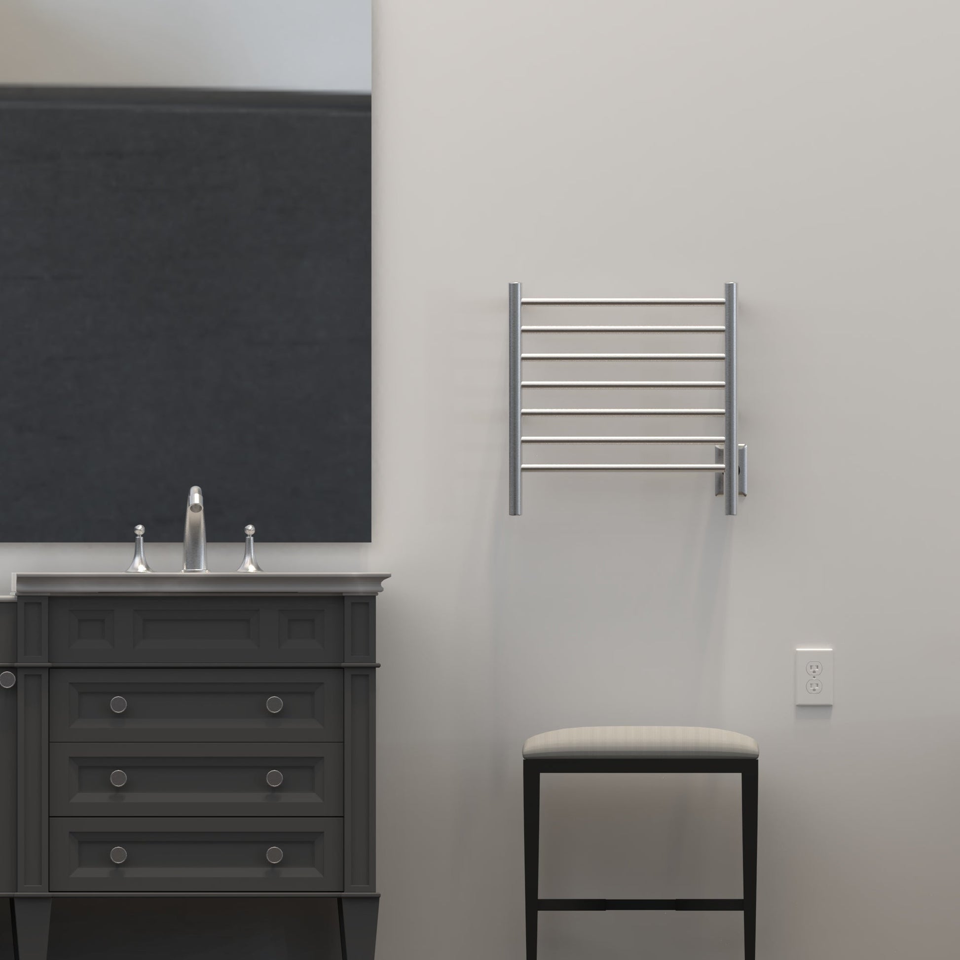 Amba Radiant Small 7-Bar Brushed Stainless Steel Hardwired and Plug-In Combo Towel Warmer