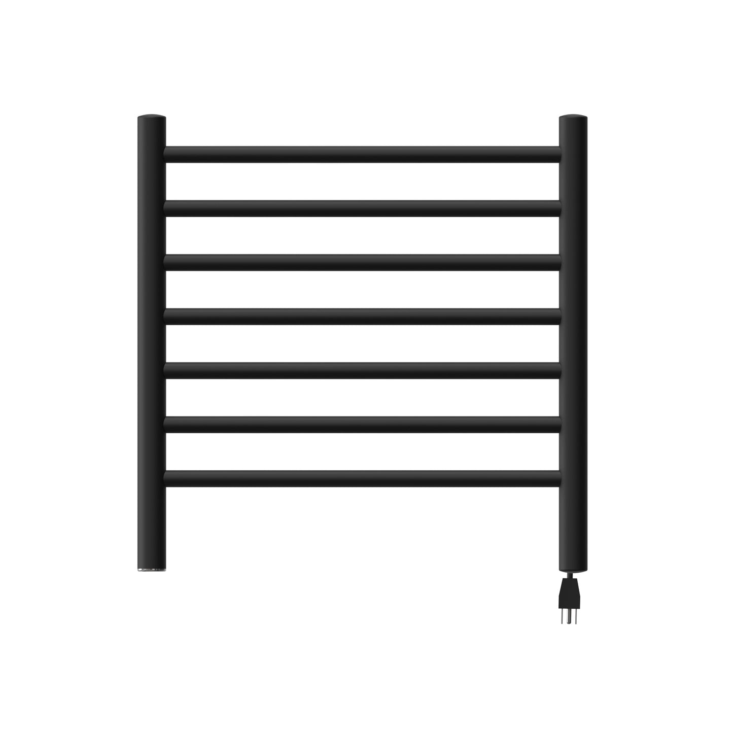 Amba Radiant Small 7-Bar Matte Black Hardwired and Plug-In Combo Towel Warmer