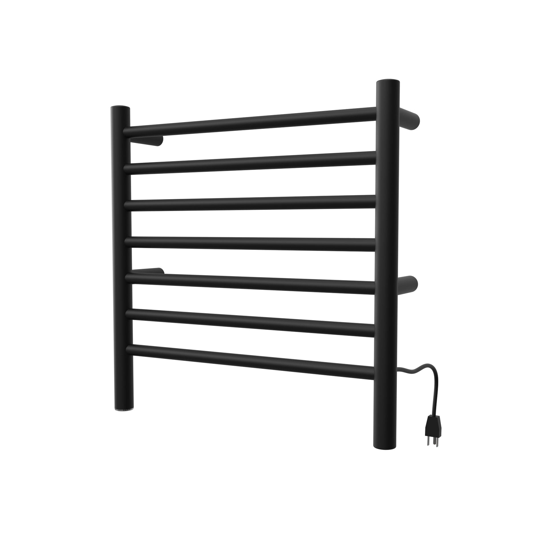 Amba Radiant Small 7-Bar Matte Black Hardwired and Plug-In Combo Towel Warmer