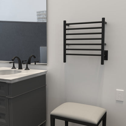 Amba Radiant Small 7-Bar Matte Black Hardwired and Plug-In Combo Towel Warmer