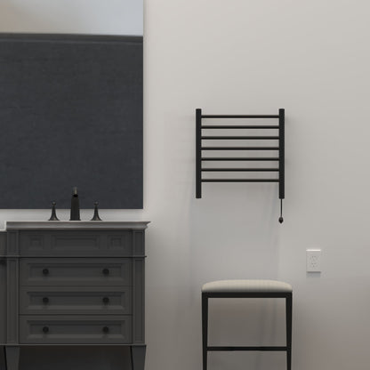 Amba Radiant Small 7-Bar Matte Black Hardwired and Plug-In Combo Towel Warmer