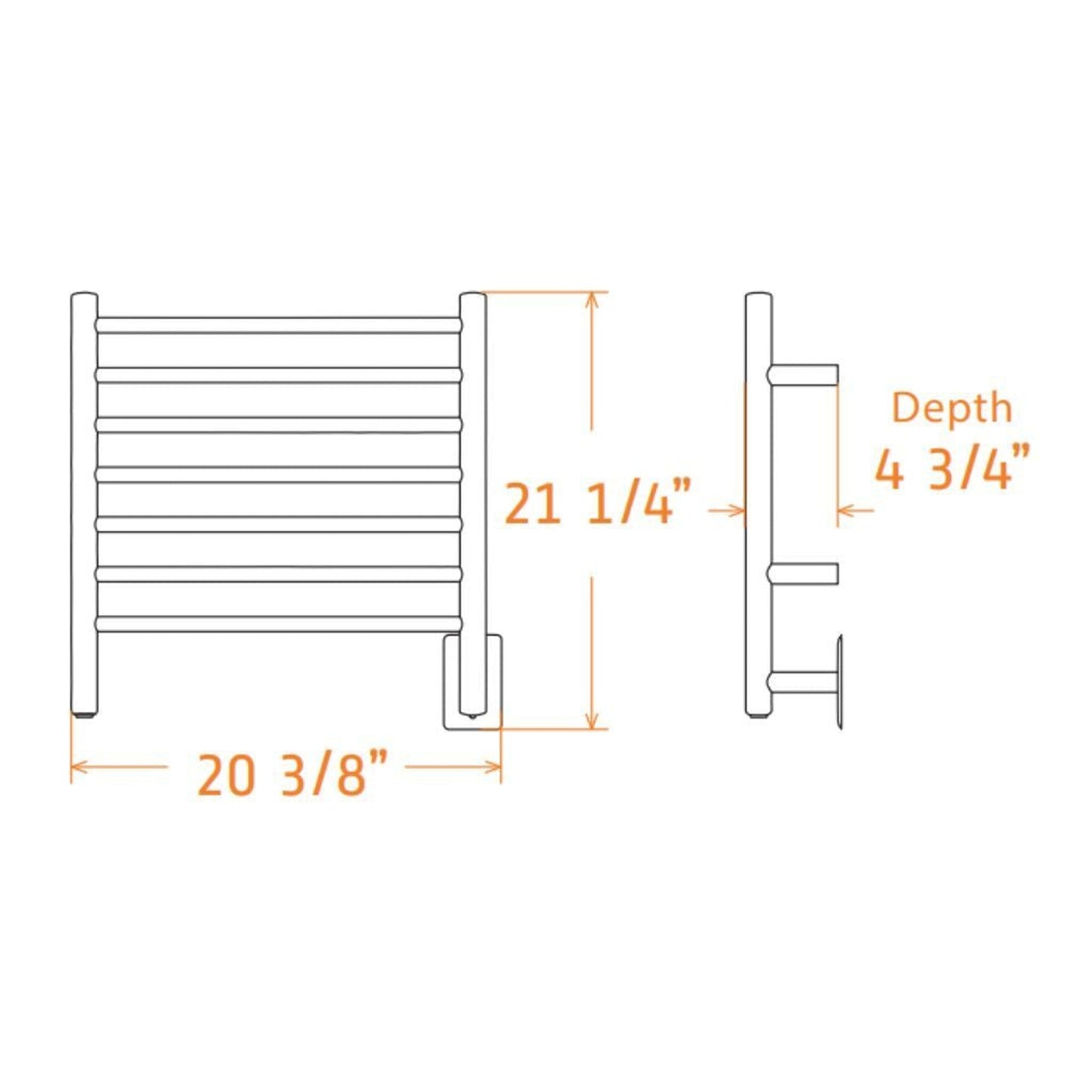 Amba Radiant Small 7-Bar Polished Gold Hardwired and Plug-In Combo Towel Warmer