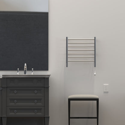 Amba Radiant Small 7-Bar Polished Stainless Steel Hardwired and Plug-In Combo Towel Warmer