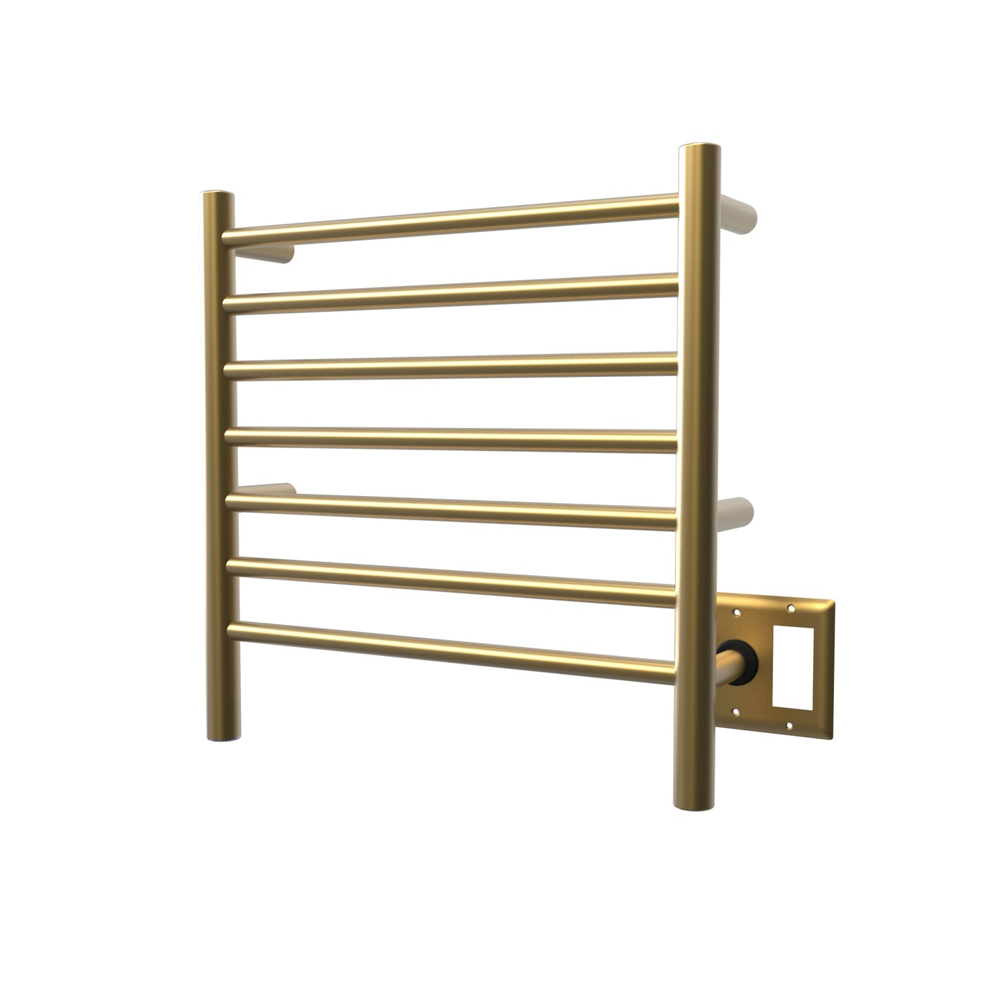 Amba Radiant Small 7-Bar Satin Brass Hardwired and Plug-In Combo Towel Warmer