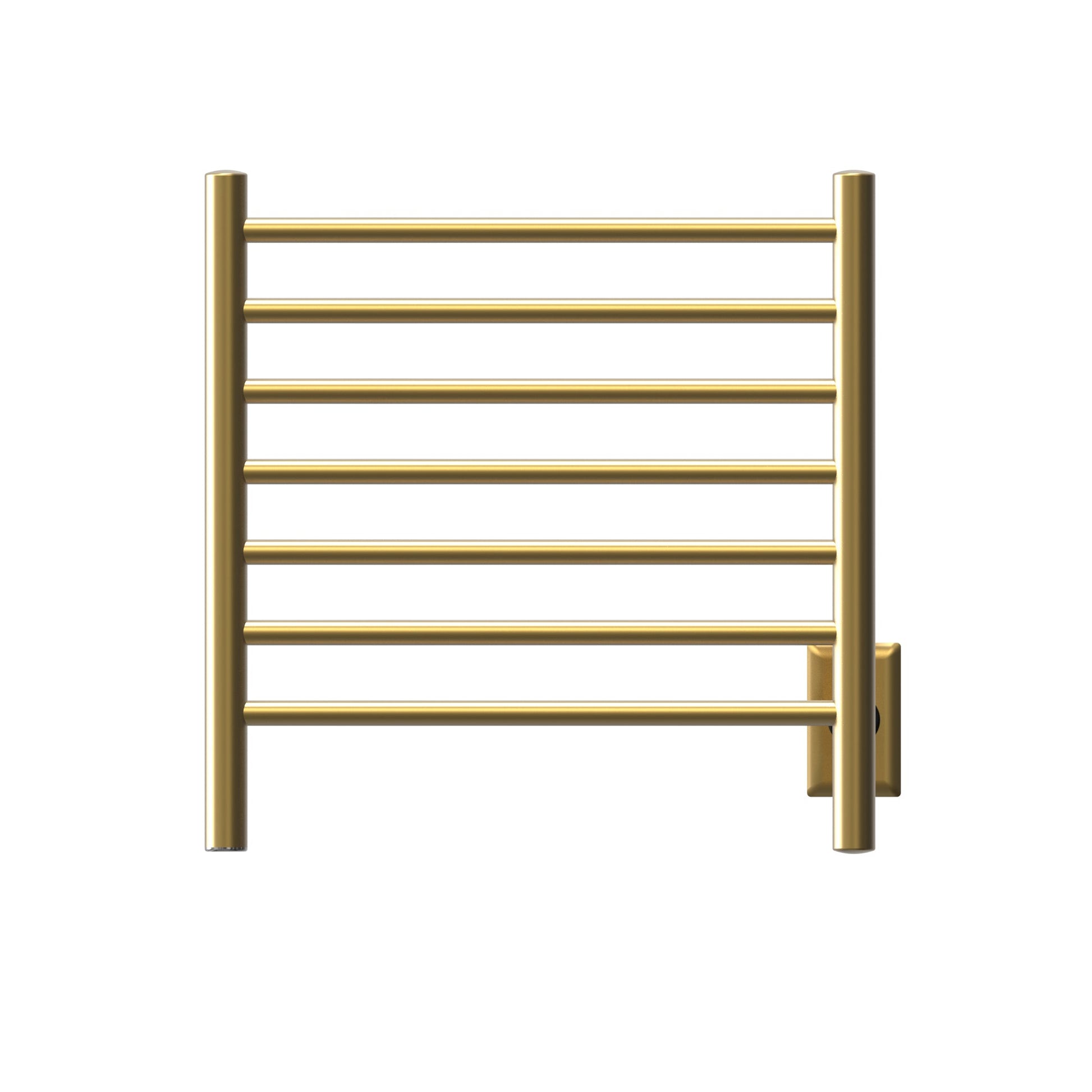 Amba Radiant Small 7-Bar Satin Brass Hardwired and Plug-In Combo Towel Warmer