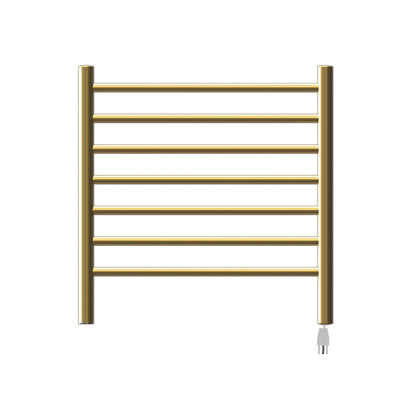 Amba Radiant Small 7-Bar Satin Brass Hardwired and Plug-In Combo Towel Warmer