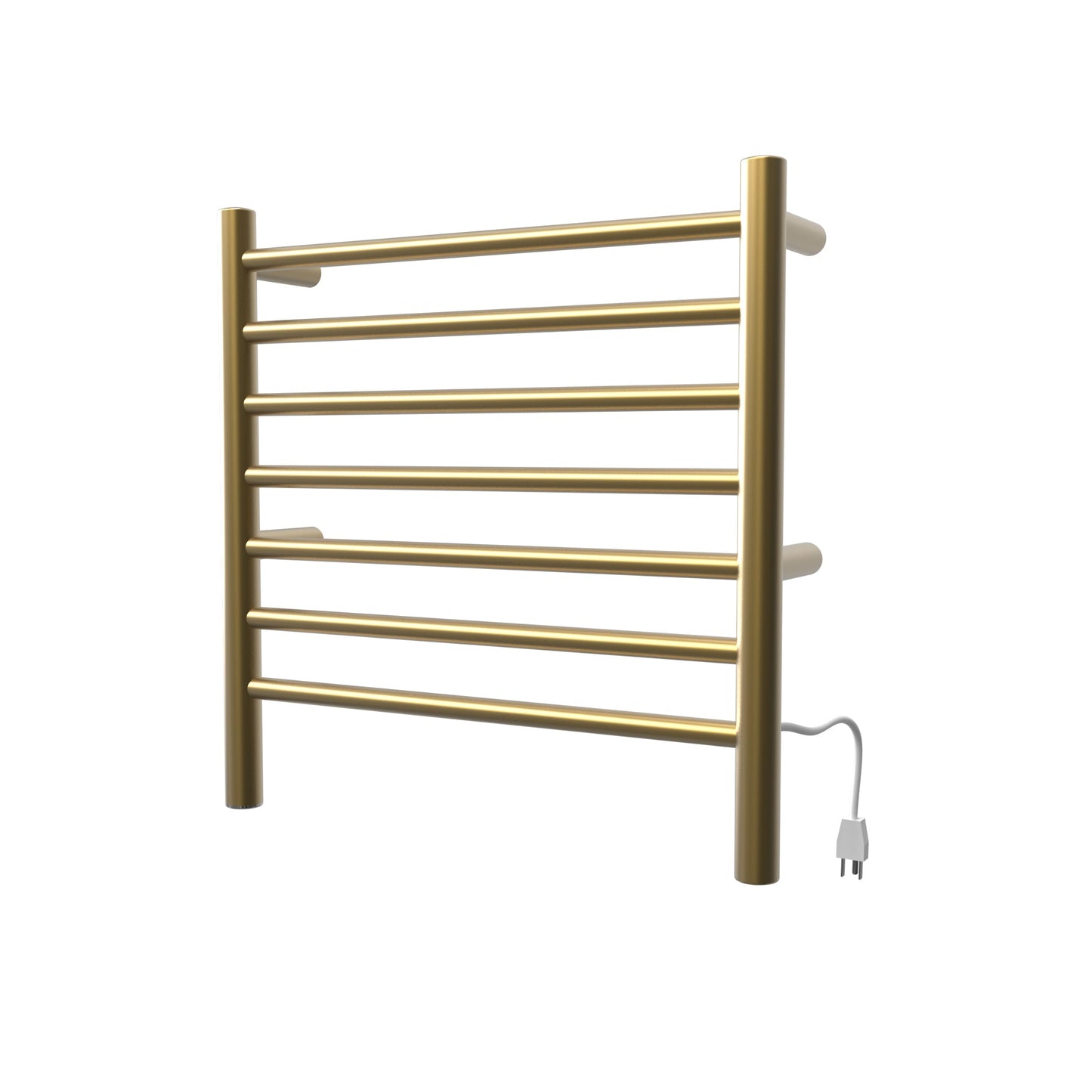 Amba Radiant Small 7-Bar Satin Brass Hardwired and Plug-In Combo Towel Warmer