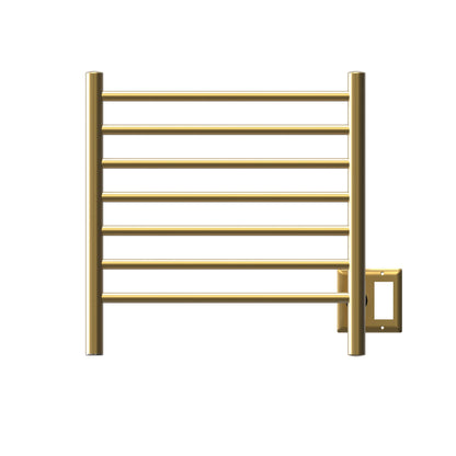 Amba Radiant Small 7-Bar Satin Brass Hardwired and Plug-In Combo Towel Warmer