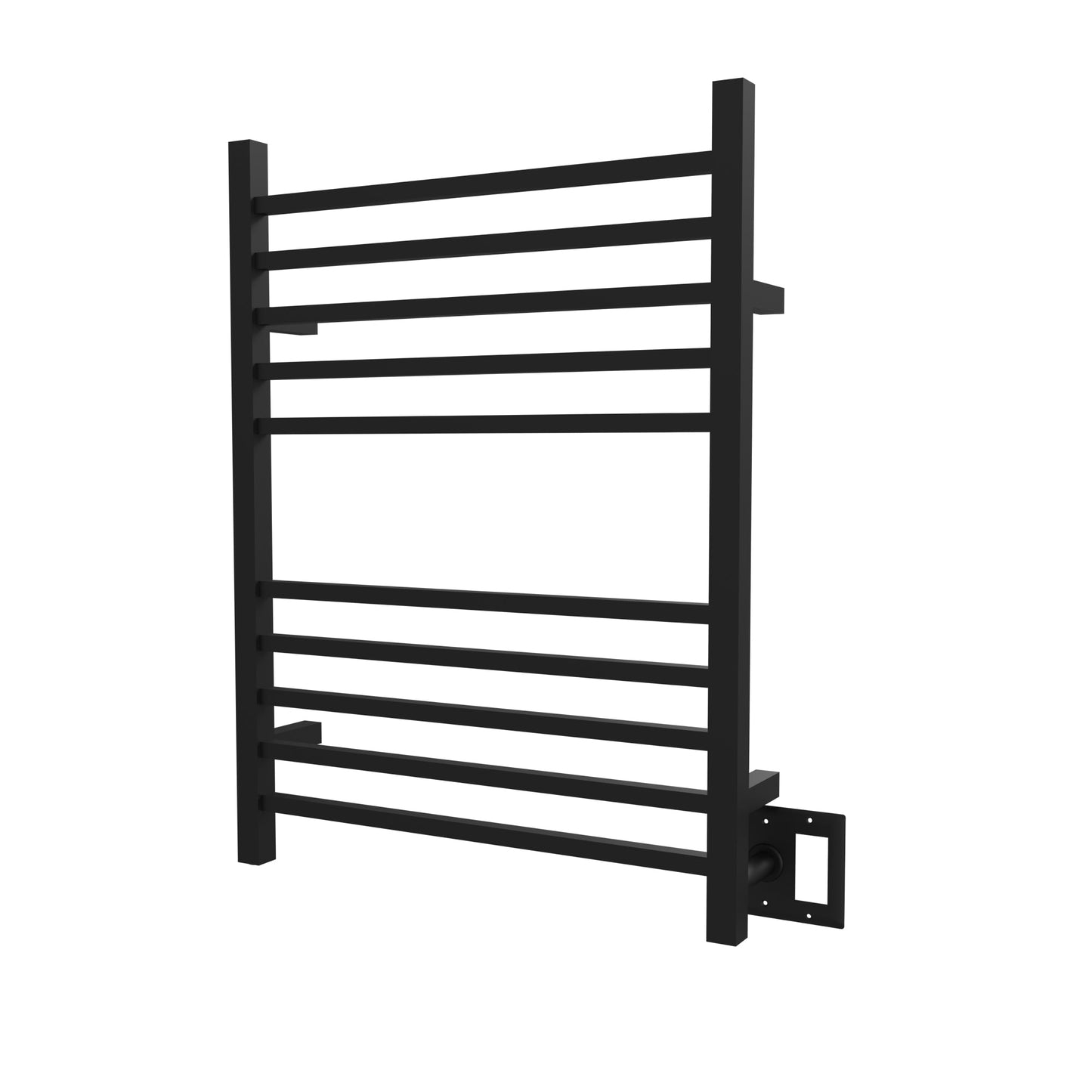 Amba Radiant Square 10-Bar Matte Black Hardwired and Plug-In Combo Towel Warmer