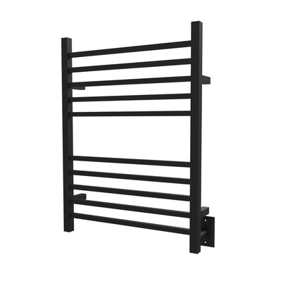 Amba Radiant Square 10-Bar Matte Black Hardwired and Plug-In Combo Towel Warmer