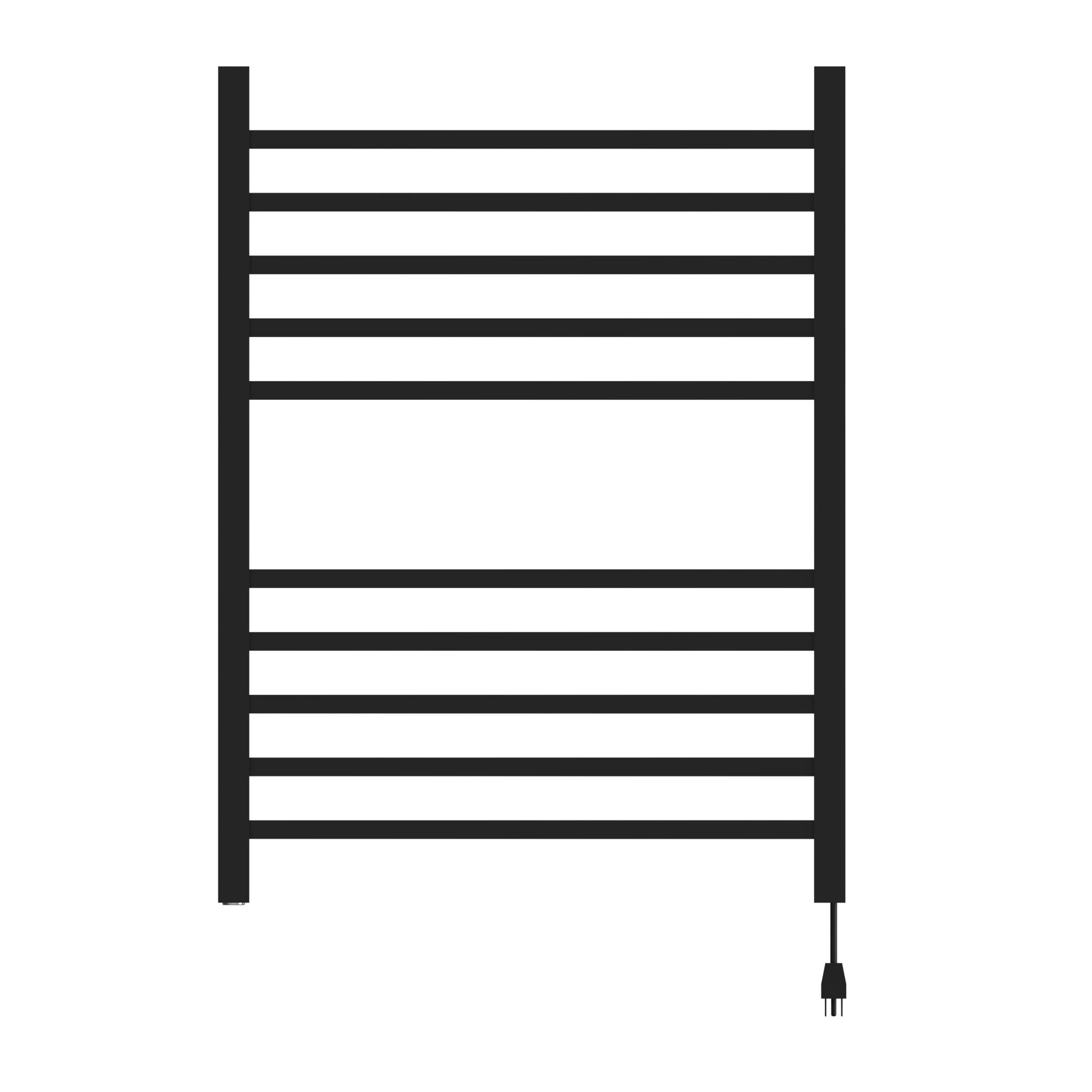 Amba Radiant Square 10-Bar Matte Black Hardwired and Plug-In Combo Towel Warmer