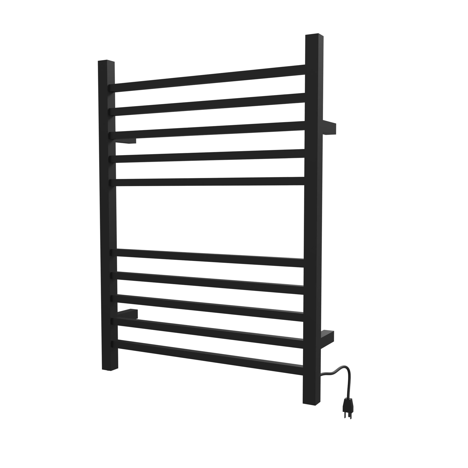 Amba Radiant Square 10-Bar Matte Black Hardwired and Plug-In Combo Towel Warmer