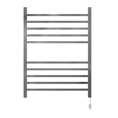 Amba Radiant Square 10-Bar Polished Stainless Steel Hardwired and Plug-In Combo Towel Warmer