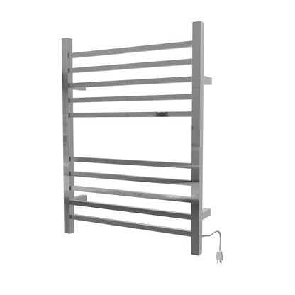 Amba Radiant Square 10-Bar Polished Stainless Steel Hardwired and Plug-In Combo Towel Warmer