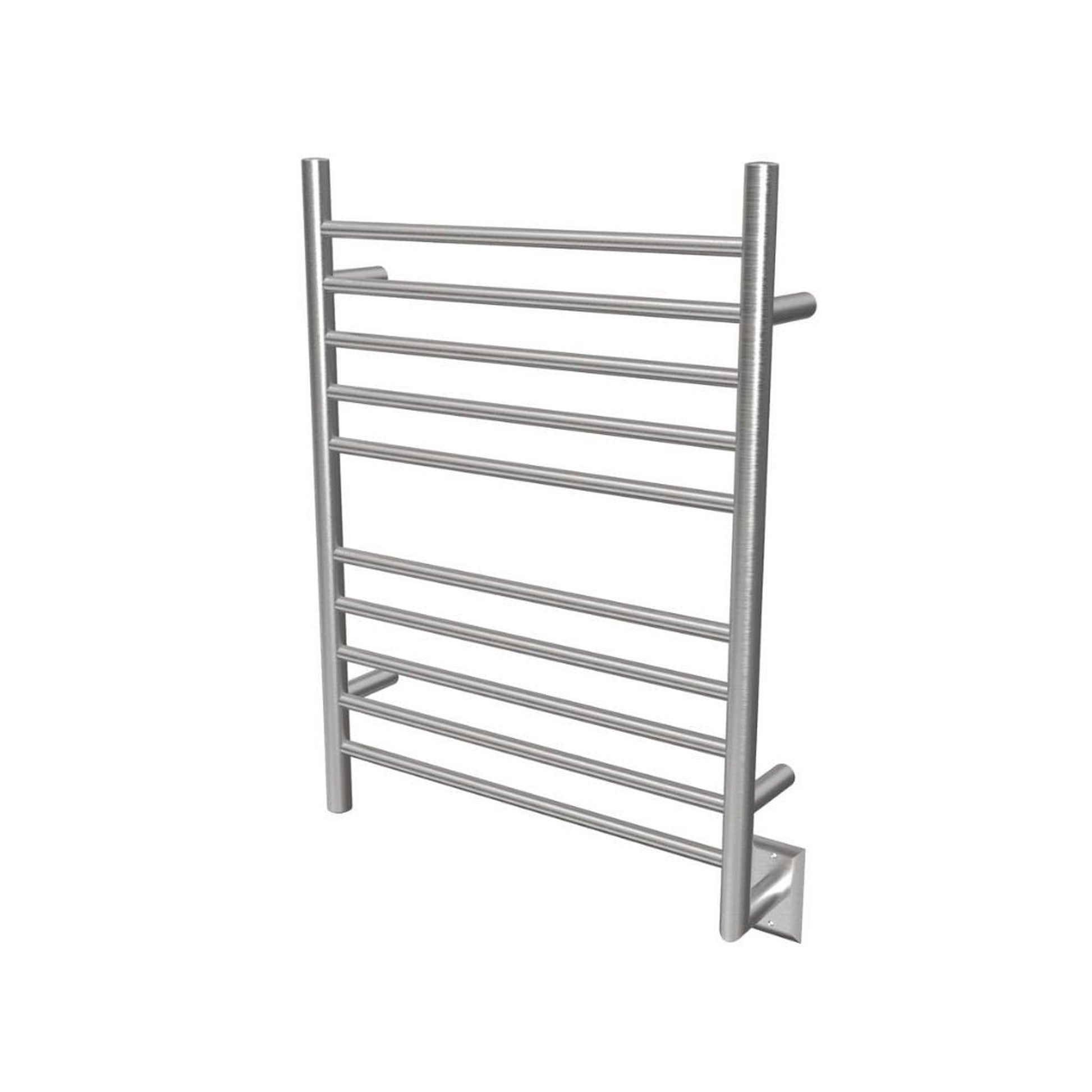 Amba Radiant Straight 10-Bar Brushed Stainless Steel Hardwired and Plug-In Combo Towel Warmer