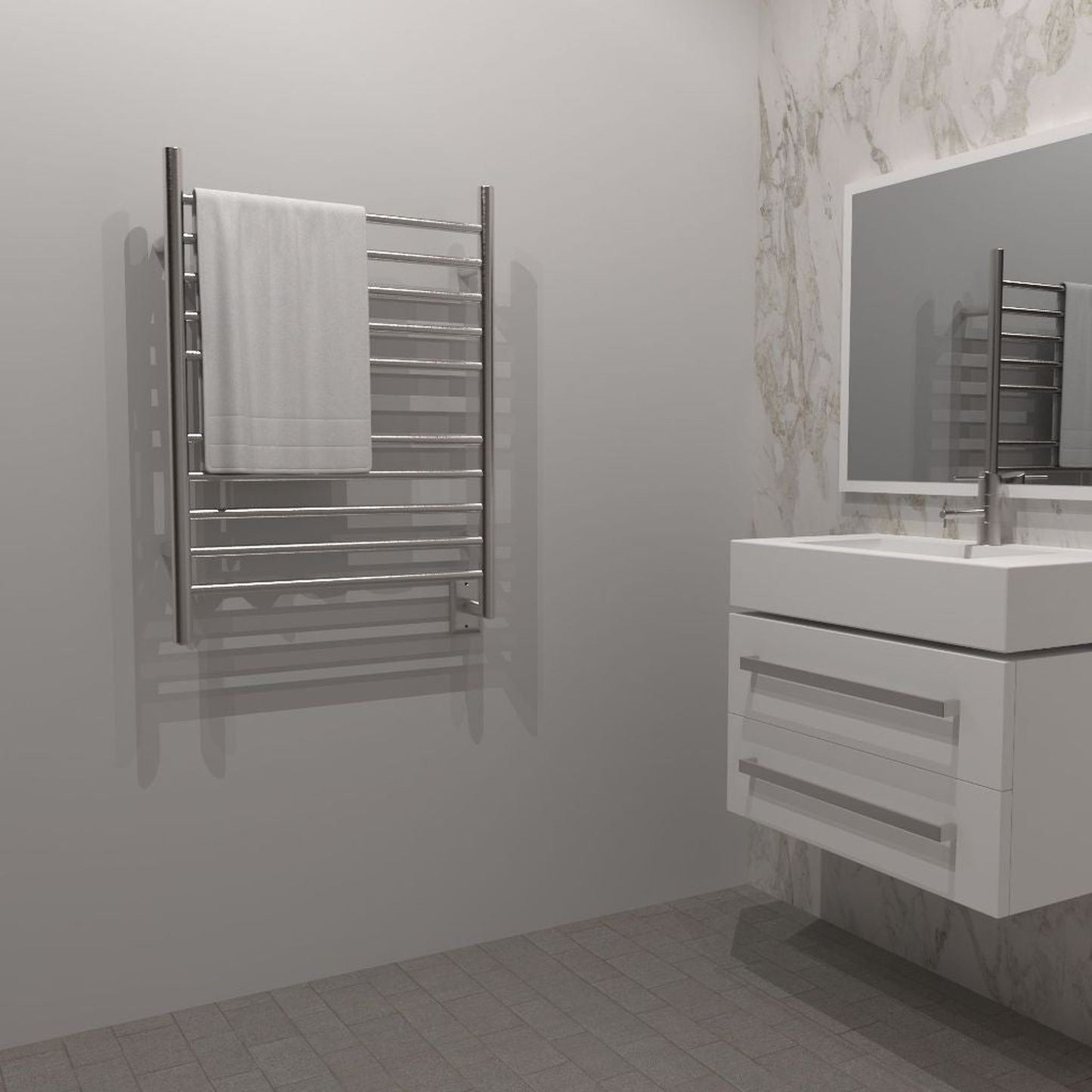 Amba Radiant Straight 10-Bar Brushed Stainless Steel Hardwired and Plug-In Combo Towel Warmer