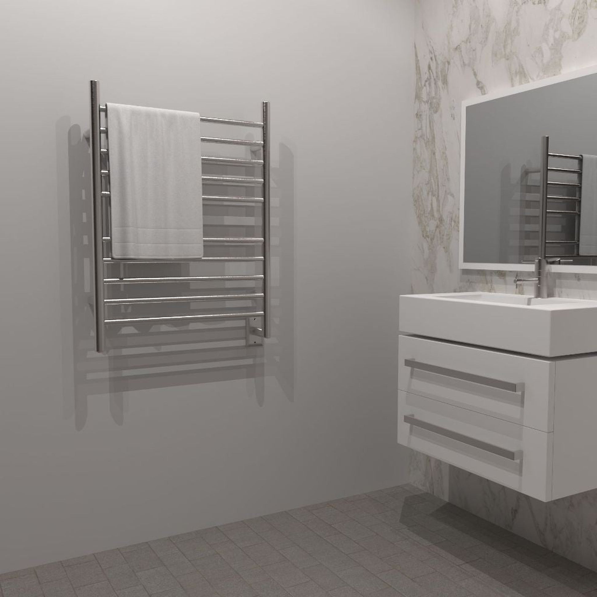 Amba Radiant Straight 10-Bar Brushed Stainless Steel Hardwired and Plug-In Combo Towel Warmer