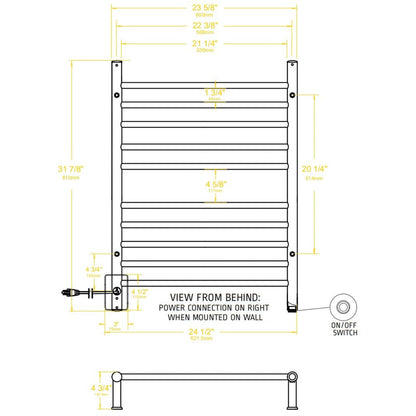 Amba Radiant Straight 10-Bar Brushed Stainless Steel Hardwired and Plug-In Combo Towel Warmer