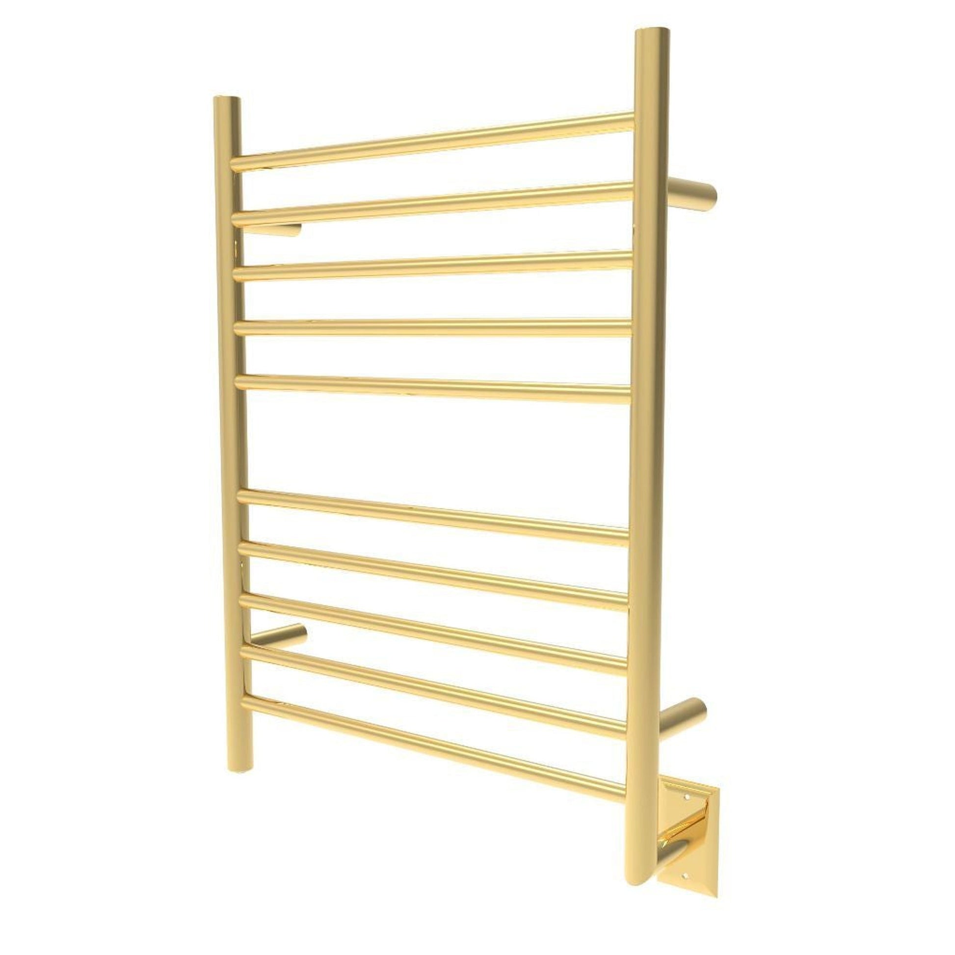 Amba Radiant Straight 10-Bar Polished Gold Hardwired and Plug-In Combo Towel Warmer