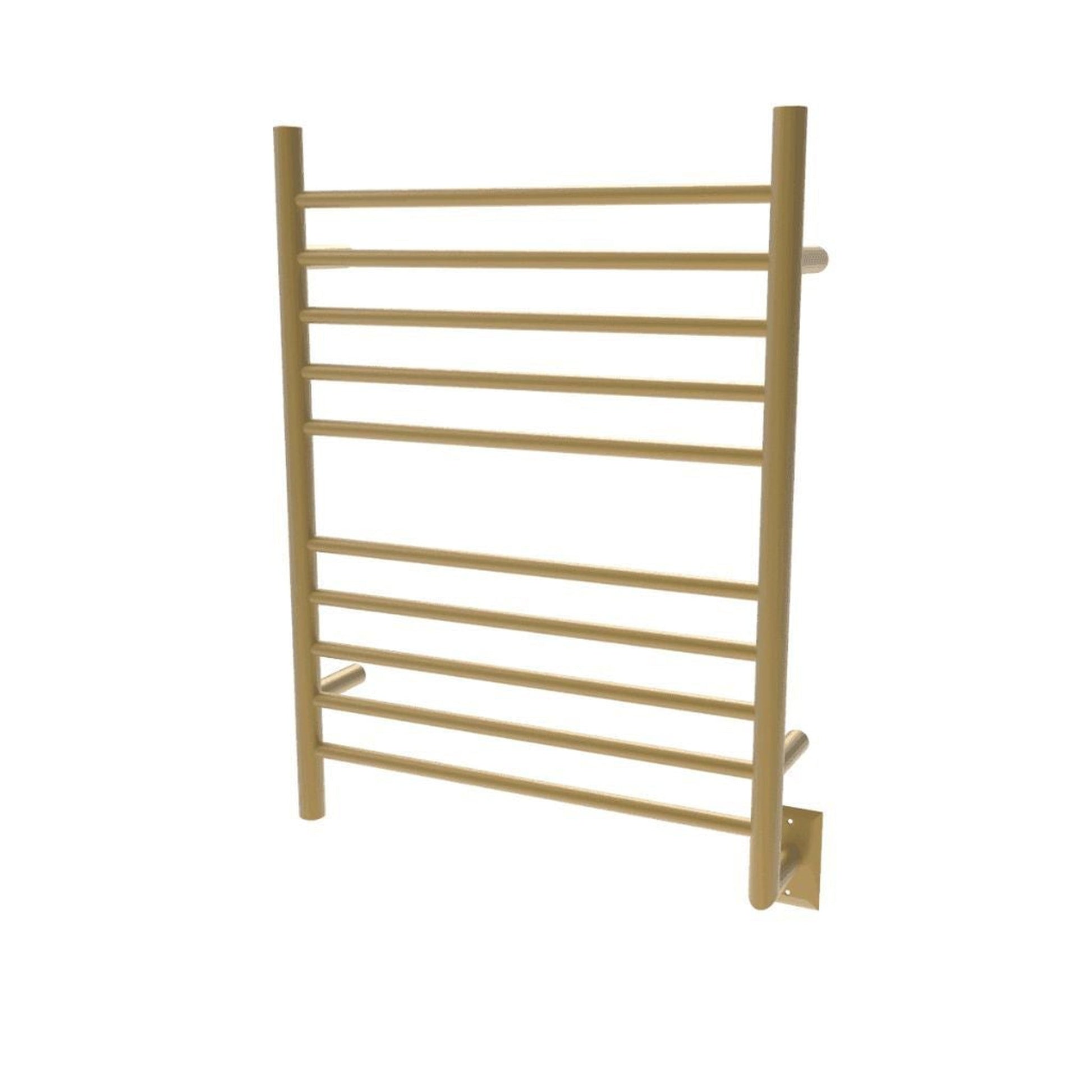 Amba Radiant Straight 10-Bar Polished Gold Hardwired and Plug-In Combo Towel Warmer