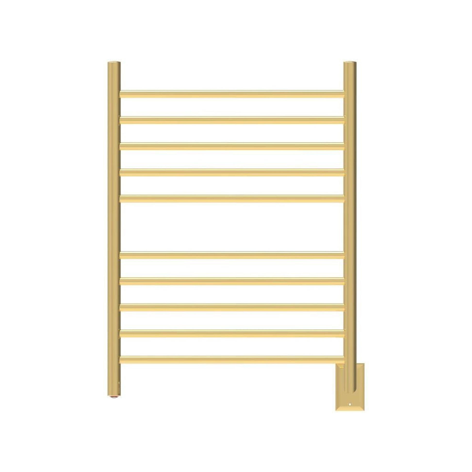 Amba Radiant Straight 10-Bar Polished Gold Hardwired and Plug-In Combo Towel Warmer