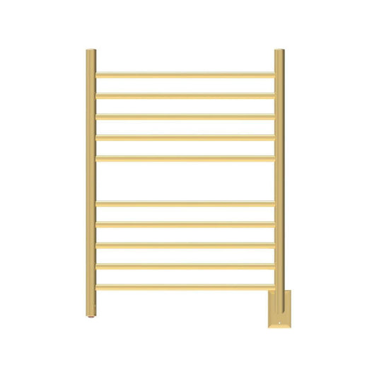 Amba Radiant Straight 10-Bar Polished Gold Hardwired and Plug-In Combo Towel Warmer