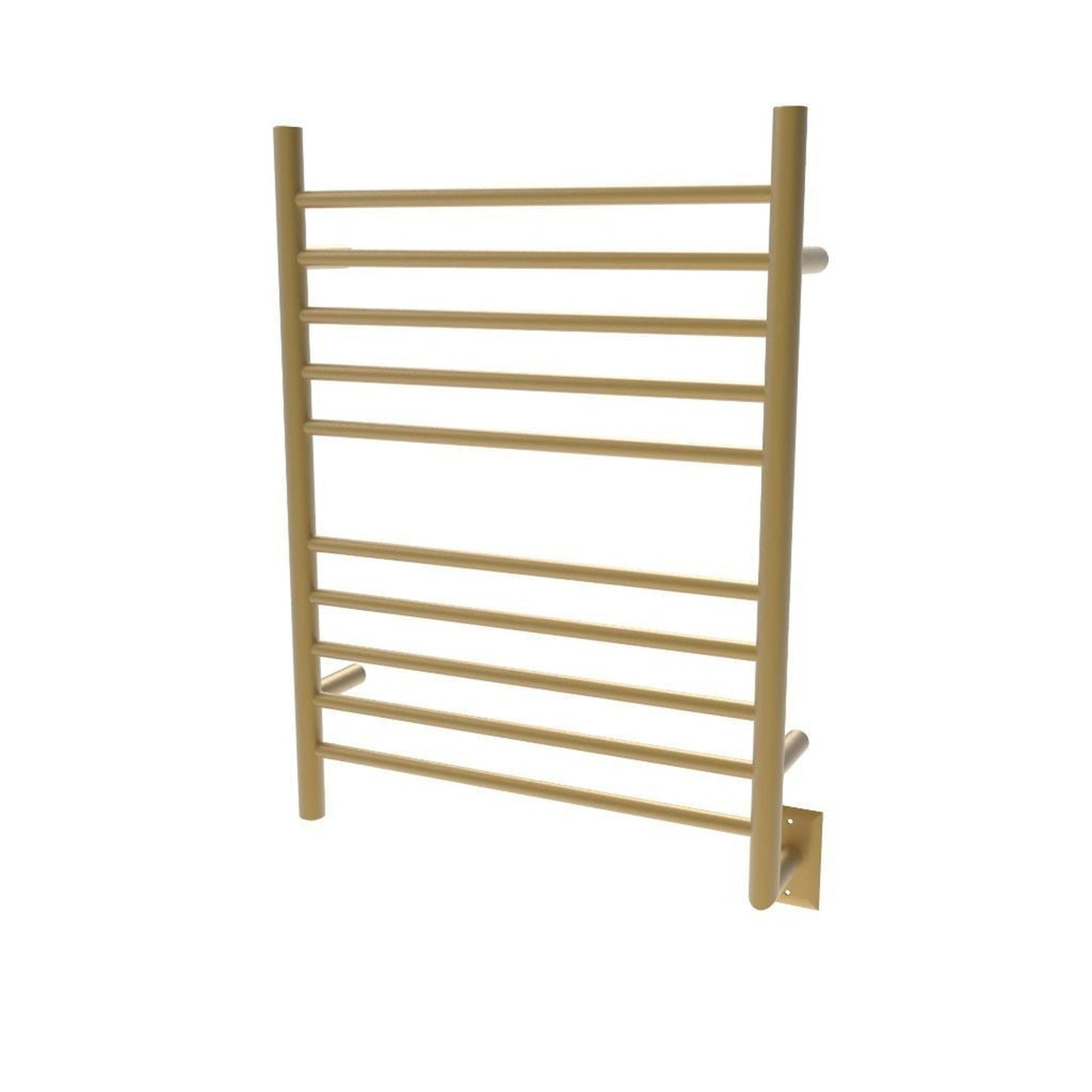 Amba Radiant Straight 10-Bar Satin Brass Hardwired and Plug-In Combo Towel Warmer