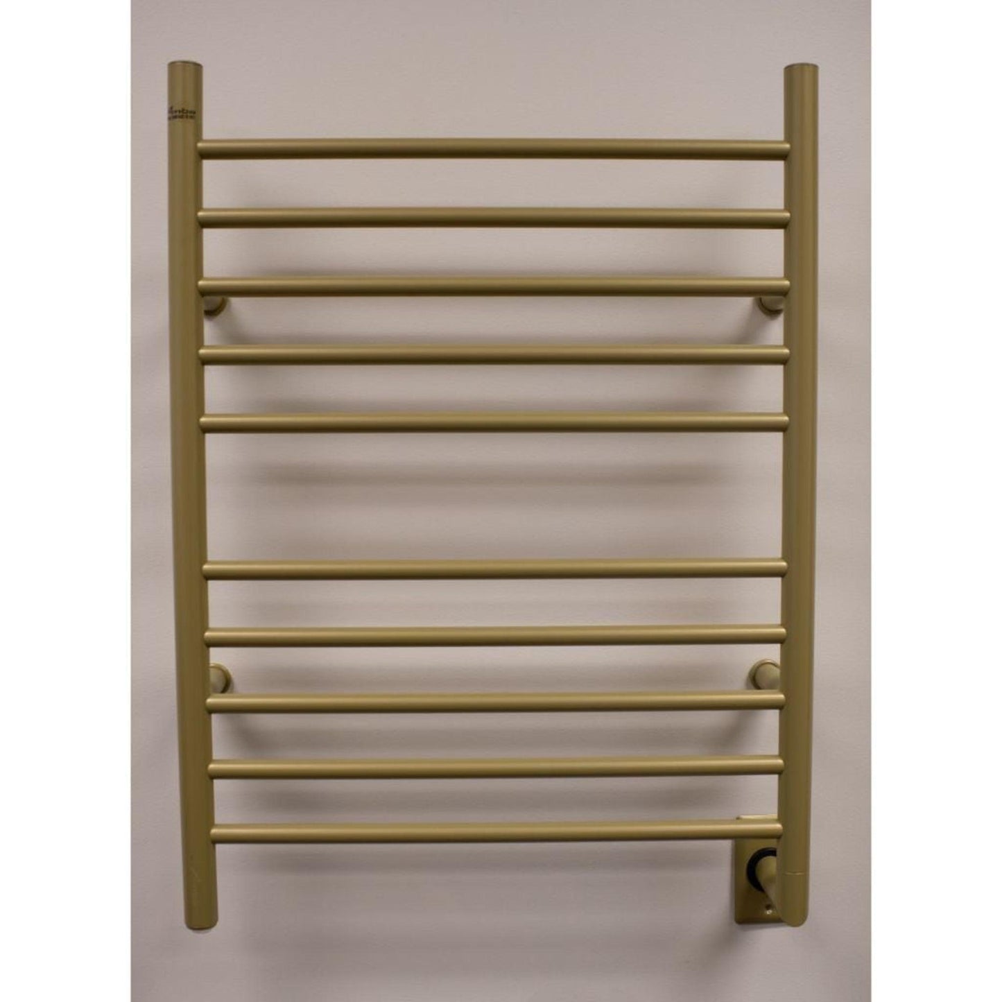 Amba Radiant Straight 10-Bar Satin Brass Hardwired and Plug-In Combo Towel Warmer