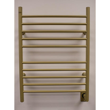 Amba Radiant Straight 10-Bar Satin Brass Hardwired and Plug-In Combo Towel Warmer