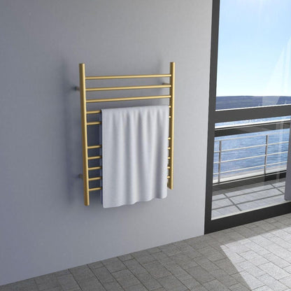 Amba Radiant Straight 10-Bar Satin Brass Hardwired and Plug-In Combo Towel Warmer