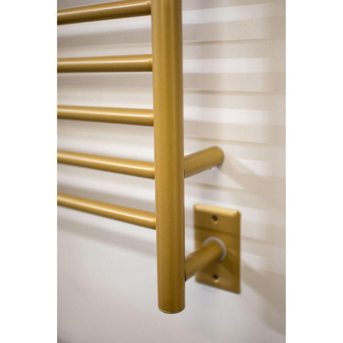 Amba Radiant Straight 10-Bar Satin Brass Hardwired and Plug-In Combo Towel Warmer