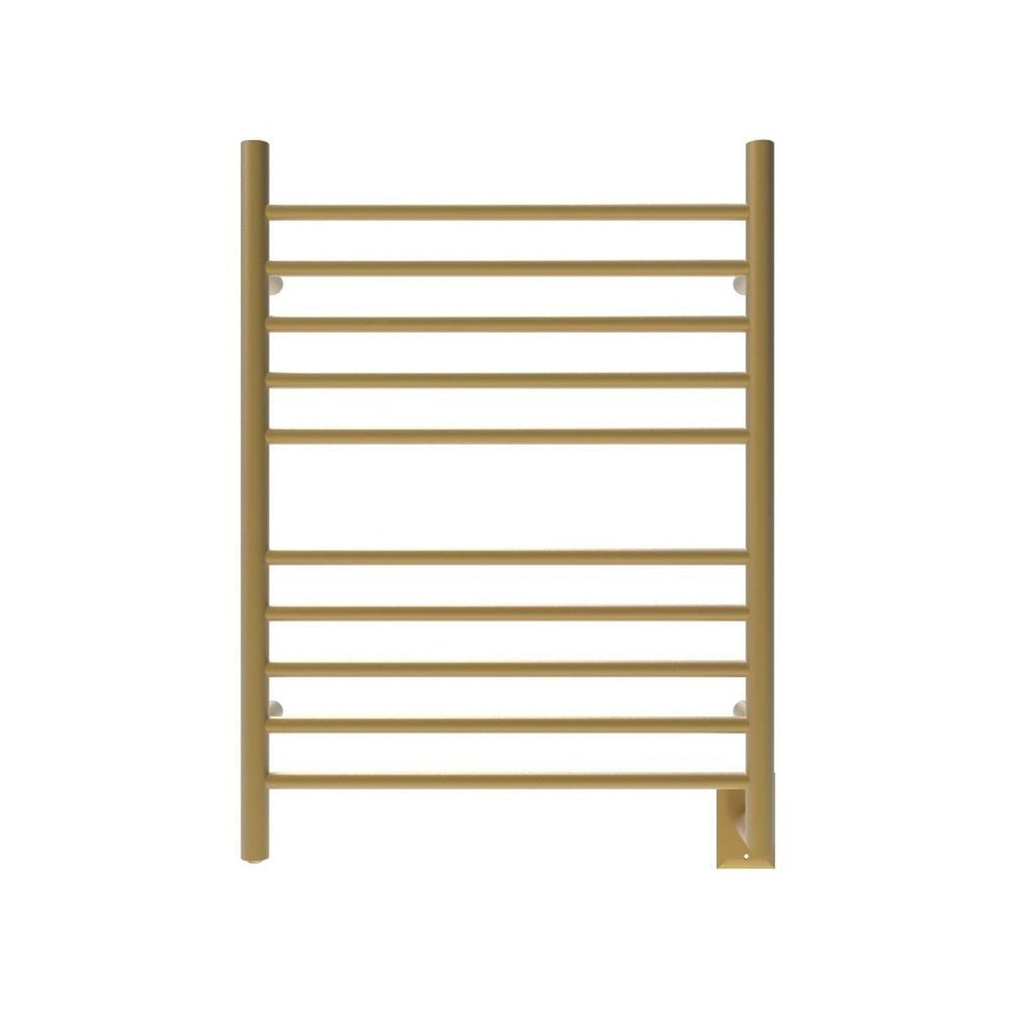 Amba Radiant Straight 10-Bar Satin Brass Hardwired and Plug-In Combo Towel Warmer