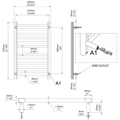 Amba Sirio S2132 12-Bar Brushed Stainless Steel Hardwired Towel Warmer