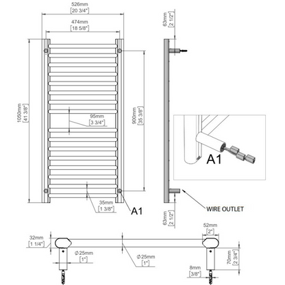 Amba Sirio S2142 16-Bar Brushed Stainless Steel Hardwired Towel Warmer