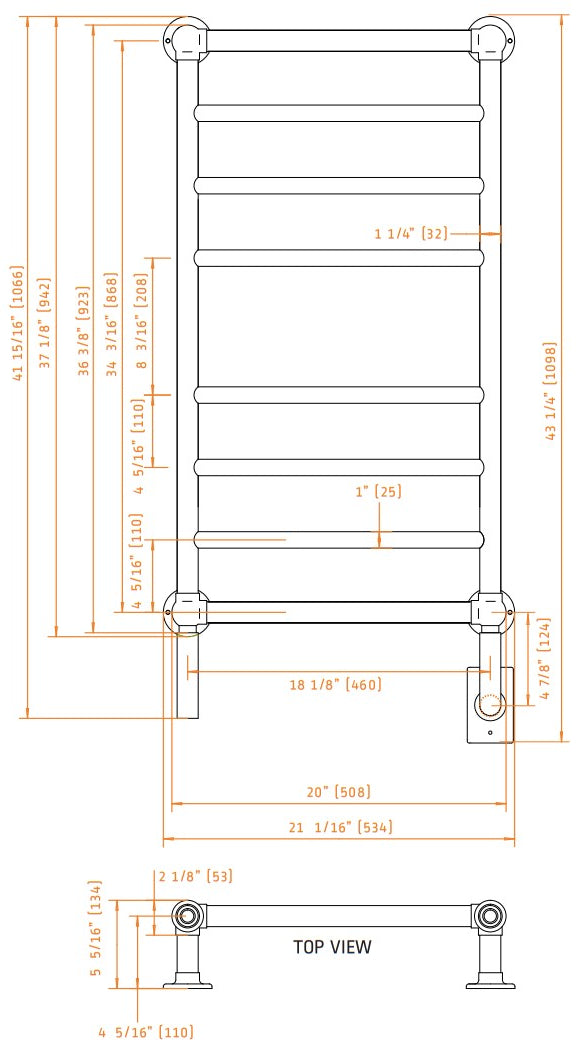 Amba Traditional 21" 8-Bar Brushed Bronze Hardwired Towel Warmer