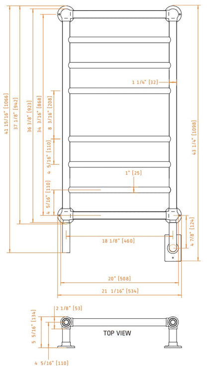 Amba Traditional 21" 8-Bar Brushed Bronze Hardwired Towel Warmer