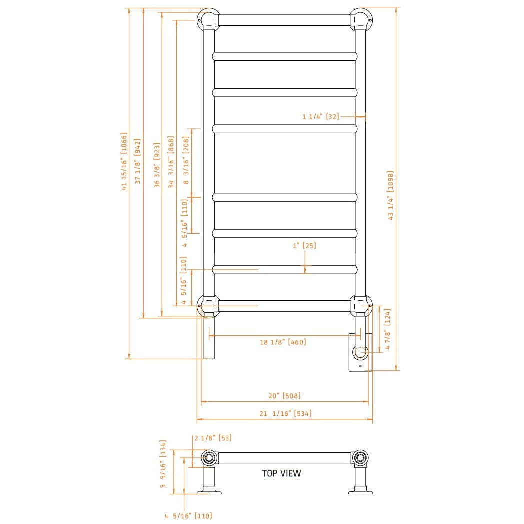 Amba Traditional 21" 8-Bar Brushed Nickel Hardwired Towel Warmer