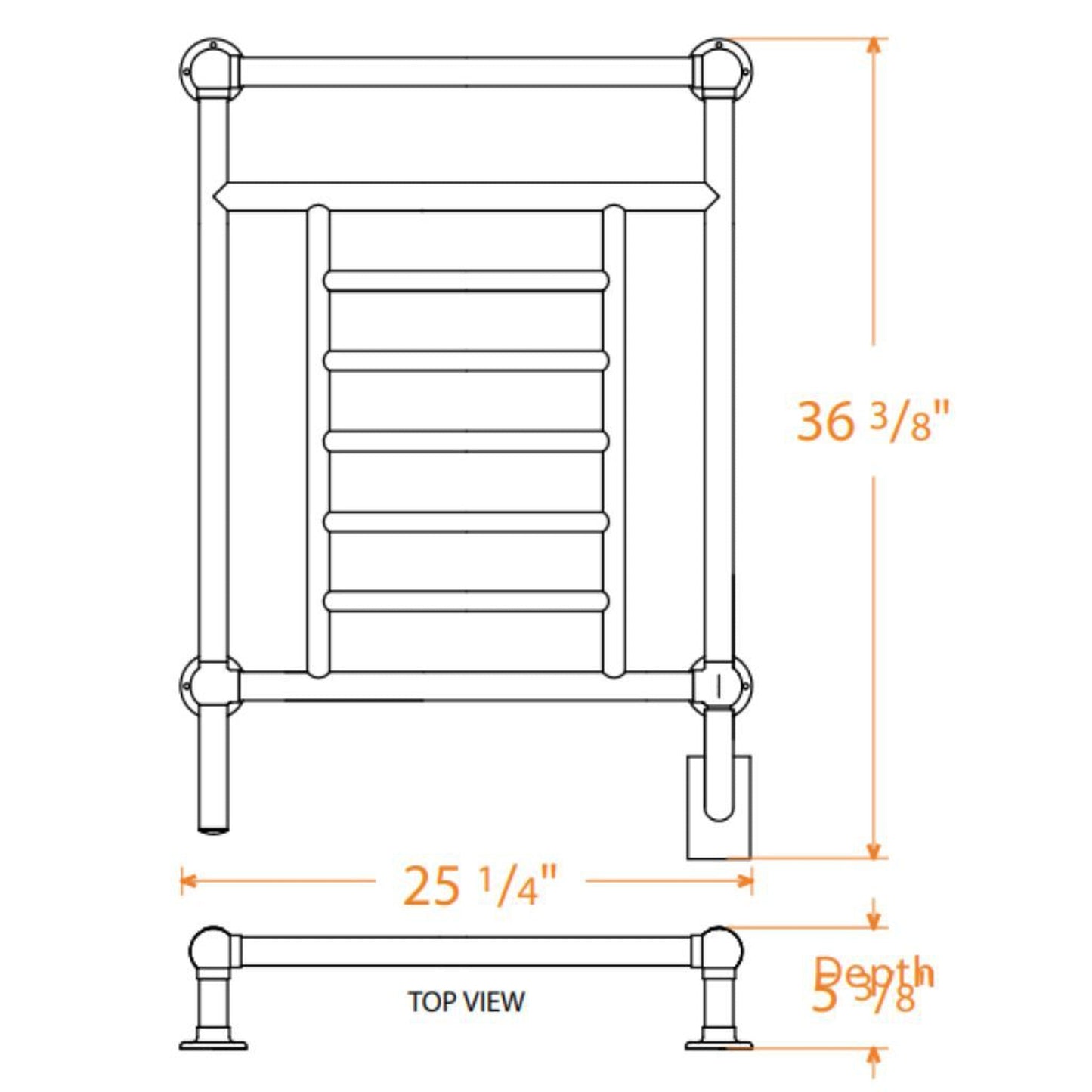 Amba Traditional 25" 8-Bar Polished Nickel Hardwired Towel Warmer