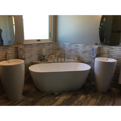 American Acrylic 66.875" x 29.5" White Oval Freestanding Soaking Bathtub