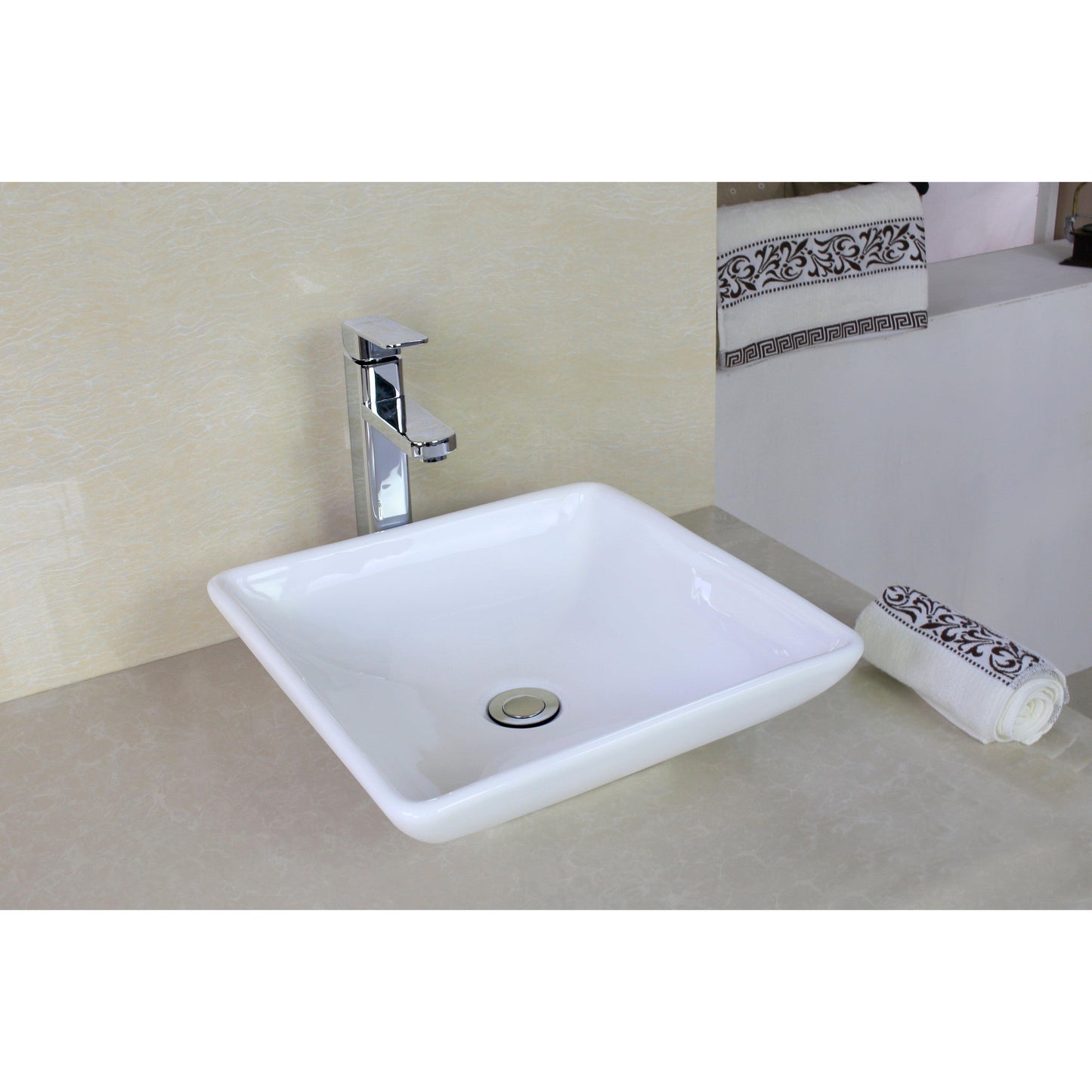 American Imaginations AI-11022 16" Square Enamel Glaze White Ceramic Modern