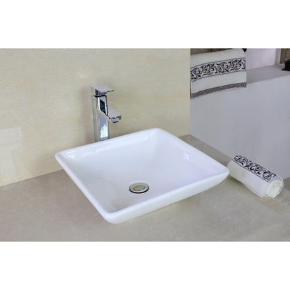 American Imaginations AI-11022 16" Square Enamel Glaze White Ceramic Modern