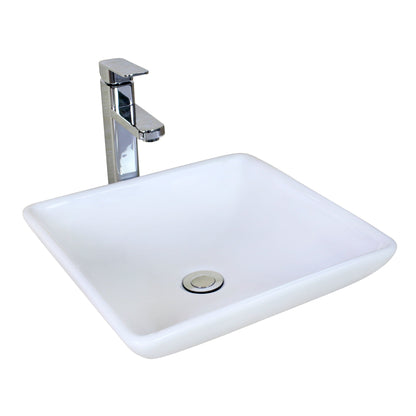 American Imaginations AI-11022 16" Square Enamel Glaze White Ceramic Modern