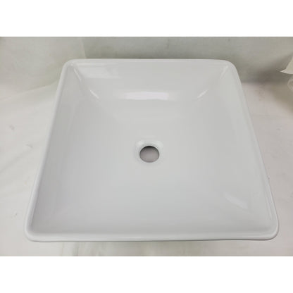 American Imaginations AI-11022 16" Square Enamel Glaze White Ceramic Modern