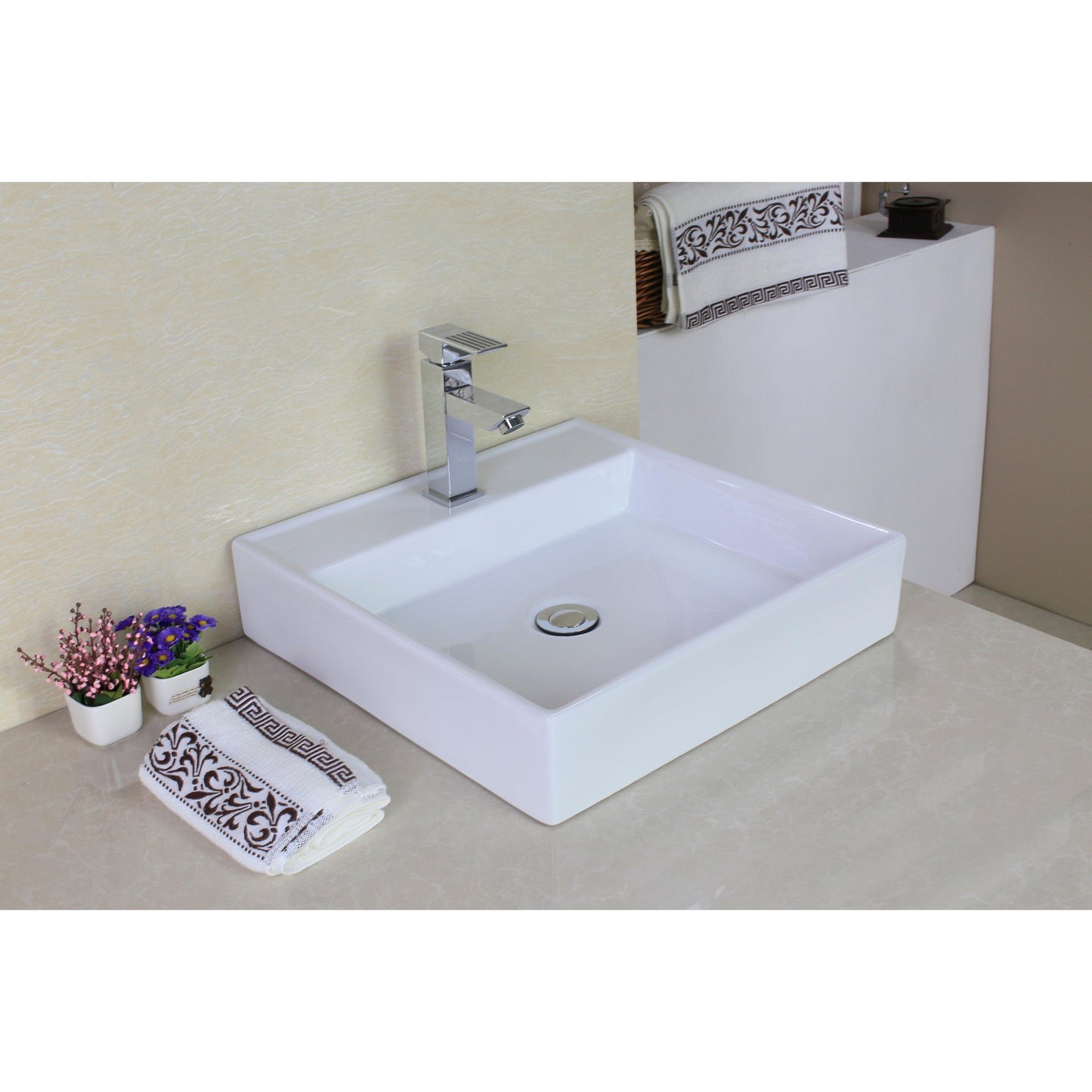 American Imaginations AI-11029 17" Square Enamel Glaze White Ceramic Modern