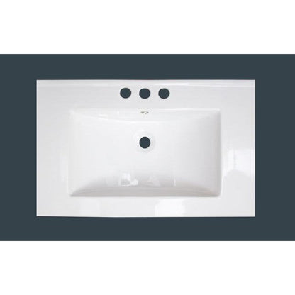 American Imaginations AI-1200 30" White Rectangular Drop In Transitional Ceramic Top