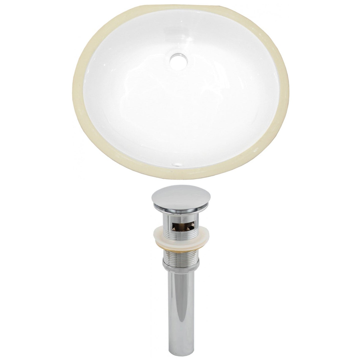 American Imaginations AI-12803 20" White Oval Ceramic Undermount Bathroom Sink Set